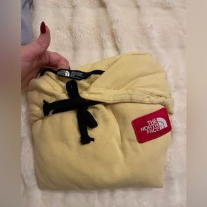 Pale yellow with red patch- Mens Northface Hoodie